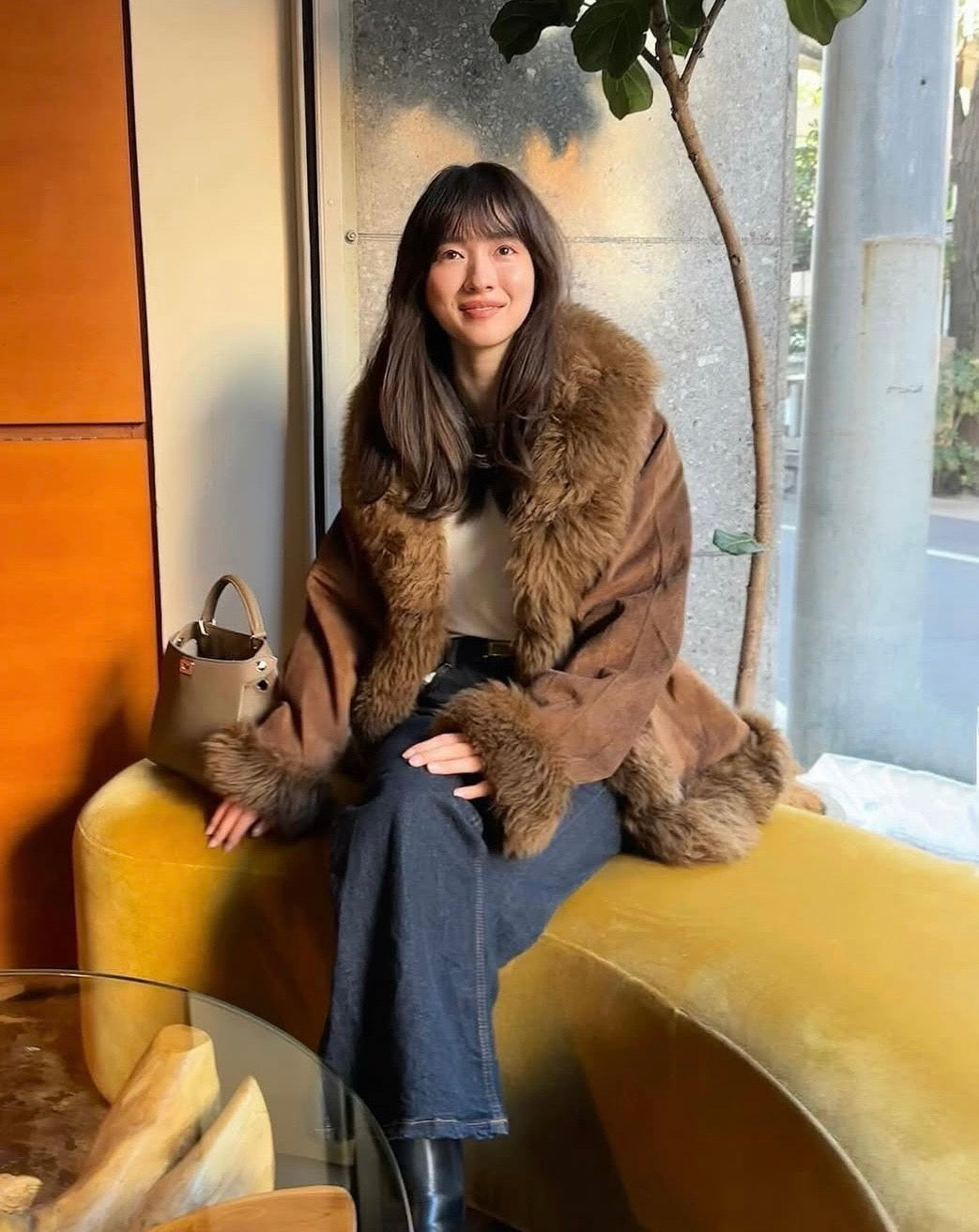 Vintage Line】Brown Fur Trim Coat（送料無料) – Matoy